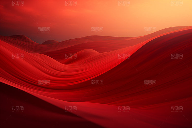 红色飘带丝滑简约背景图