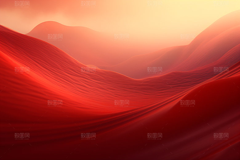 红色飘带抽象年会背景图