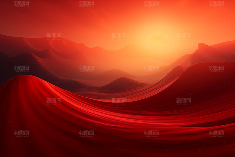 红色飘带大气丝滑背景图