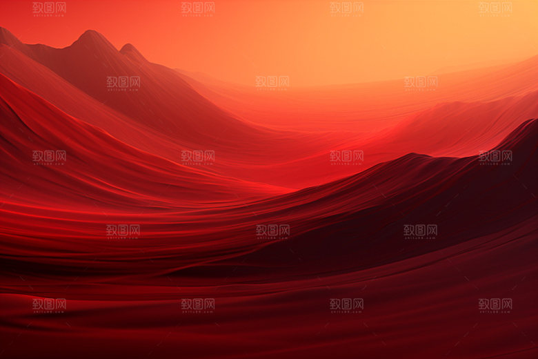 红色飘带抽象丝绸背景图