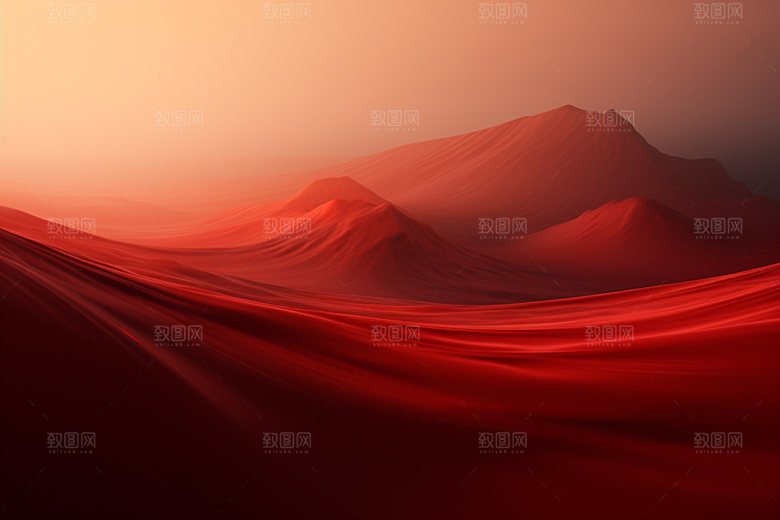 红色飘带质感年会背景图