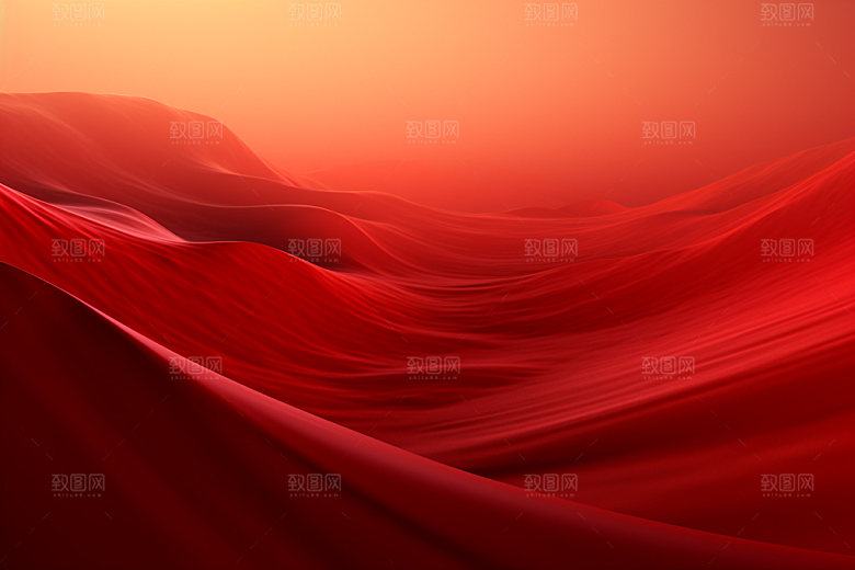 红色飘带质感大气背景图