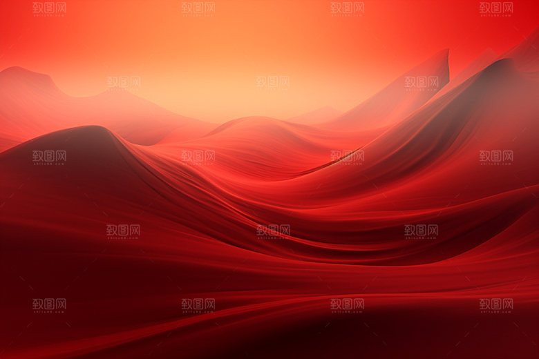 红色飘带简约抽象背景图