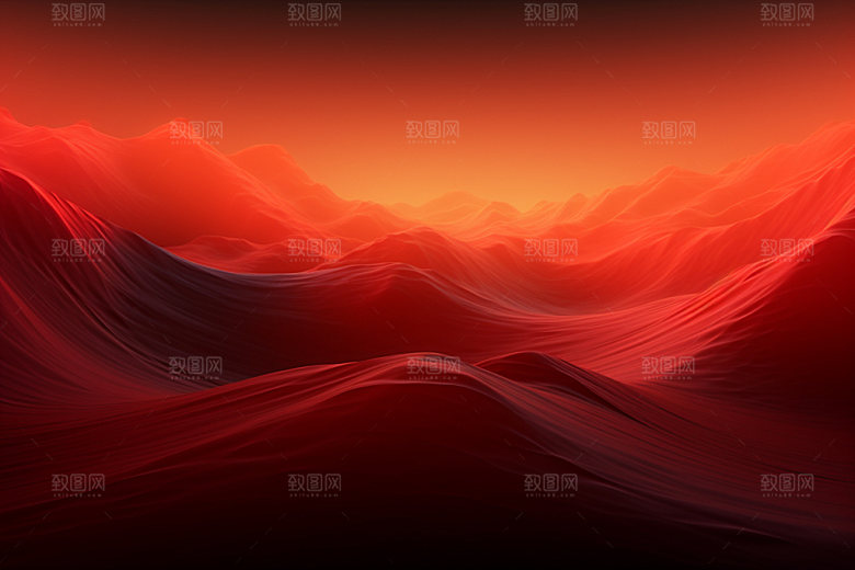 红色飘带简约丝滑背景图