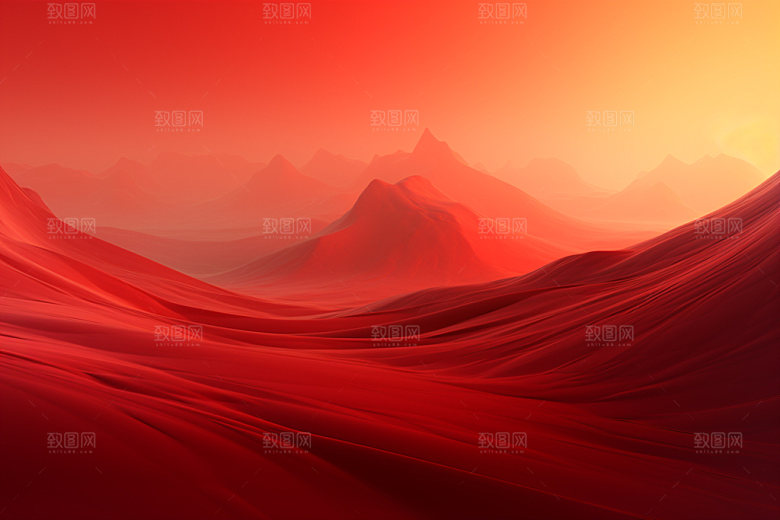 红色飘带丝绸抽象背景图