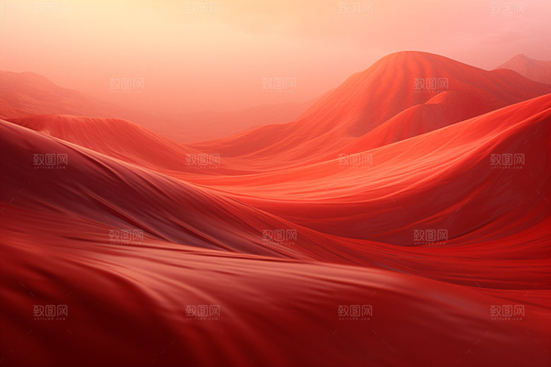 红色飘带简约抽象背景图
