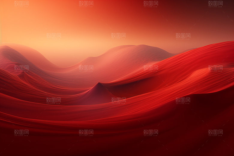 红色飘带抽象大气背景图