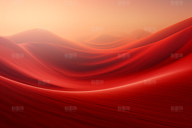 红色飘带大红抽象背景图