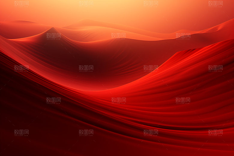 红色飘带大气抽象背景图