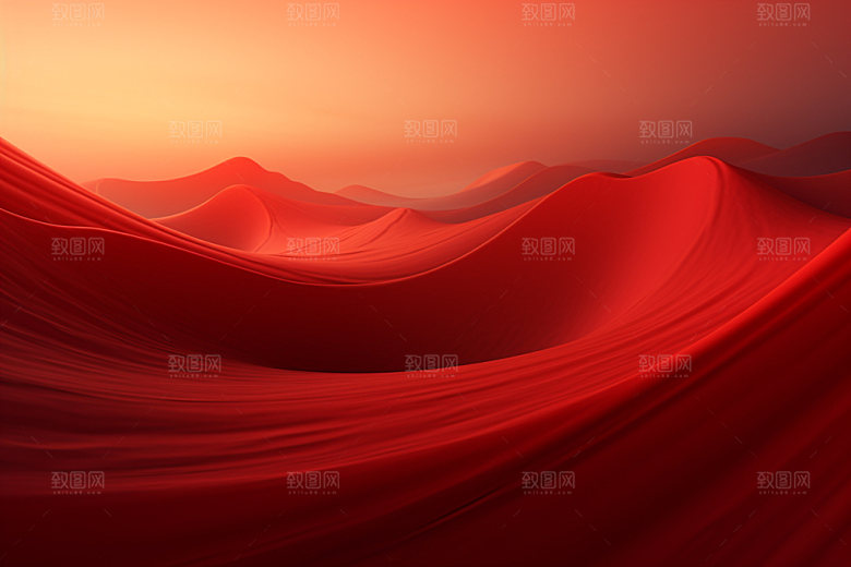 红色飘带质感大气背景图