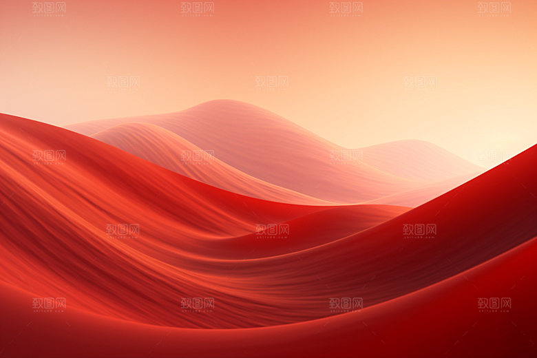 红色飘带简约丝绸背景图