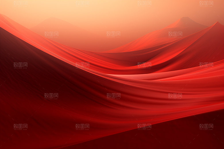 红色飘带大气简约背景图