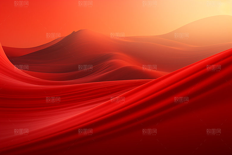 红色飘带年会丝绸背景图