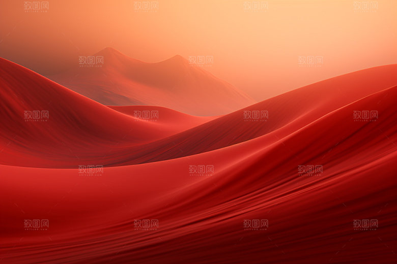 红色飘带简约丝绸背景图