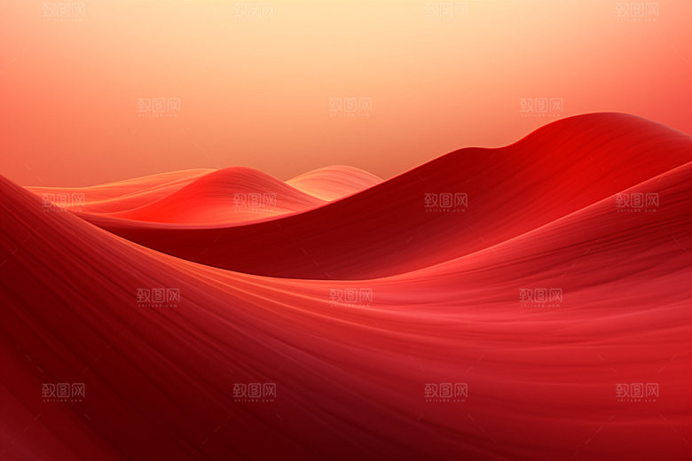 红色飘带抽象丝滑背景图