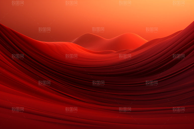 红色飘带大红丝滑背景图