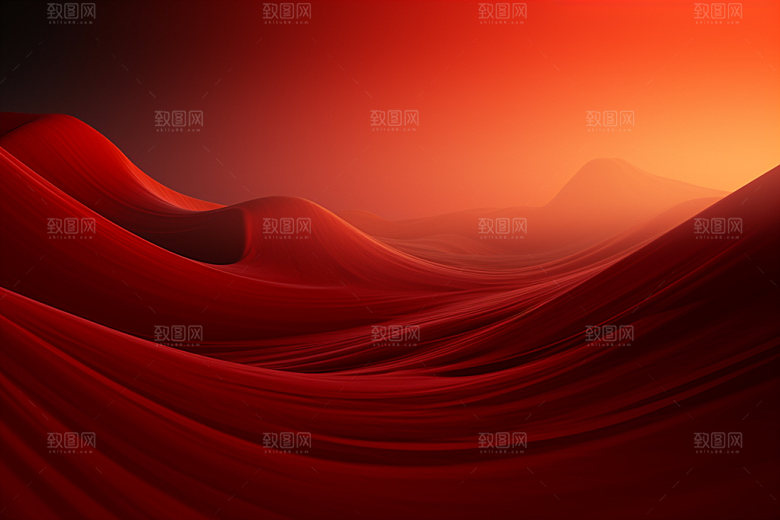 红色飘带抽象喜庆背景图