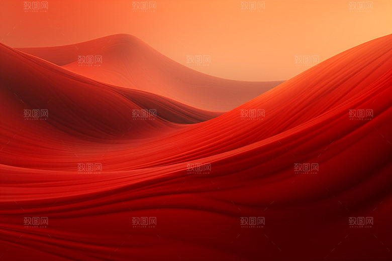 红色飘带丝滑抽象背景图
