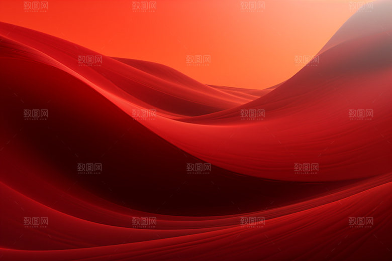 红色飘带丝绸抽象背景图