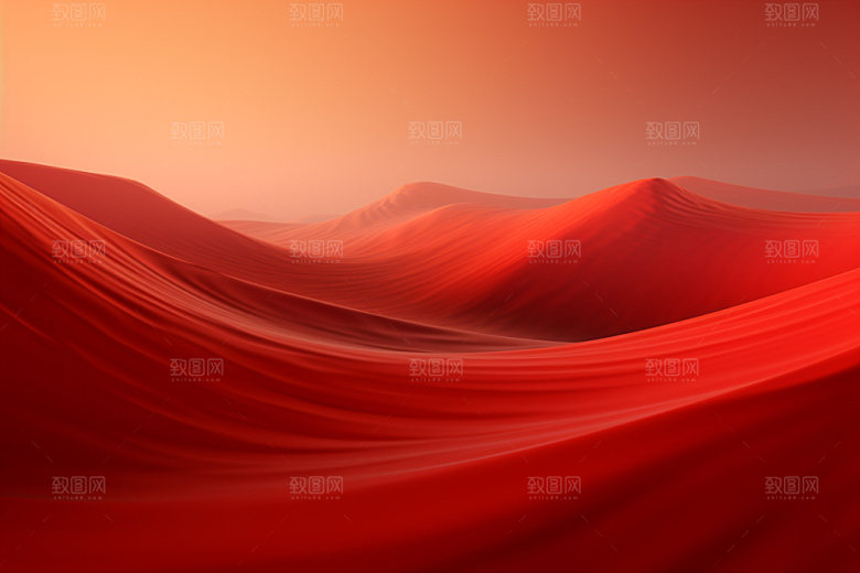 红色飘带抽象丝滑背景图