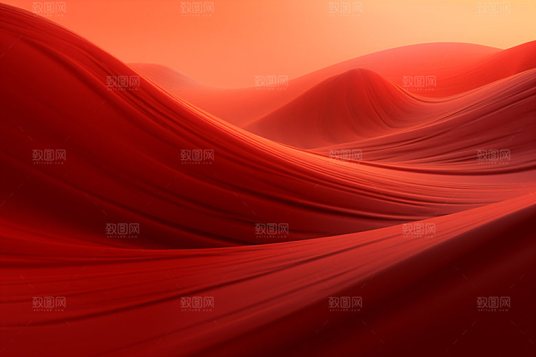 红色飘带简约丝滑背景图