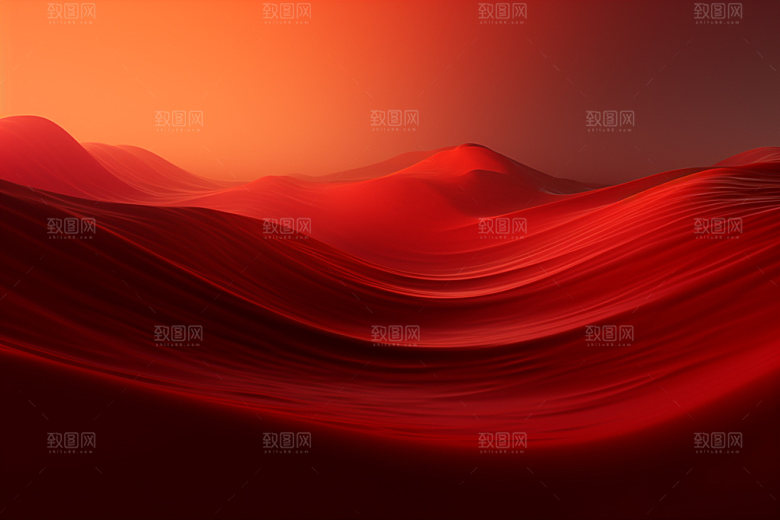 红色飘带简约丝滑背景图