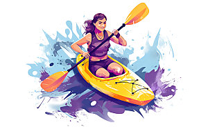 划船运动探险插画