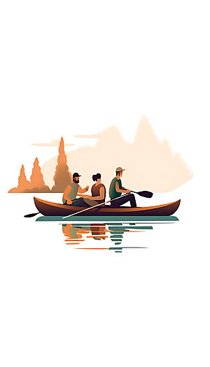 划船皮划艇艺术插画