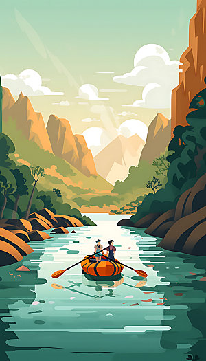 划船艺术探险插画