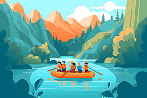 划船艺术运动插画