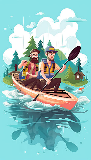 划船运动艺术插画