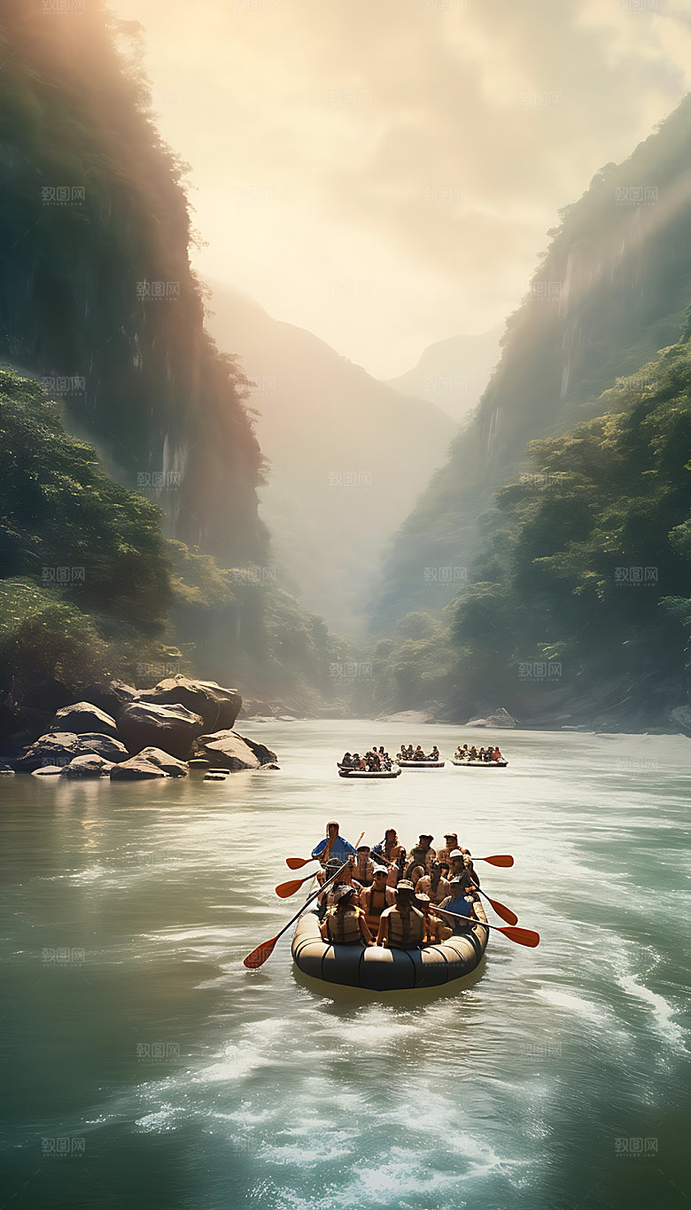 漂流戏水刺激摄影图