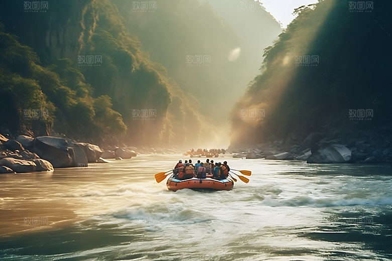 漂流戏水团建摄影图