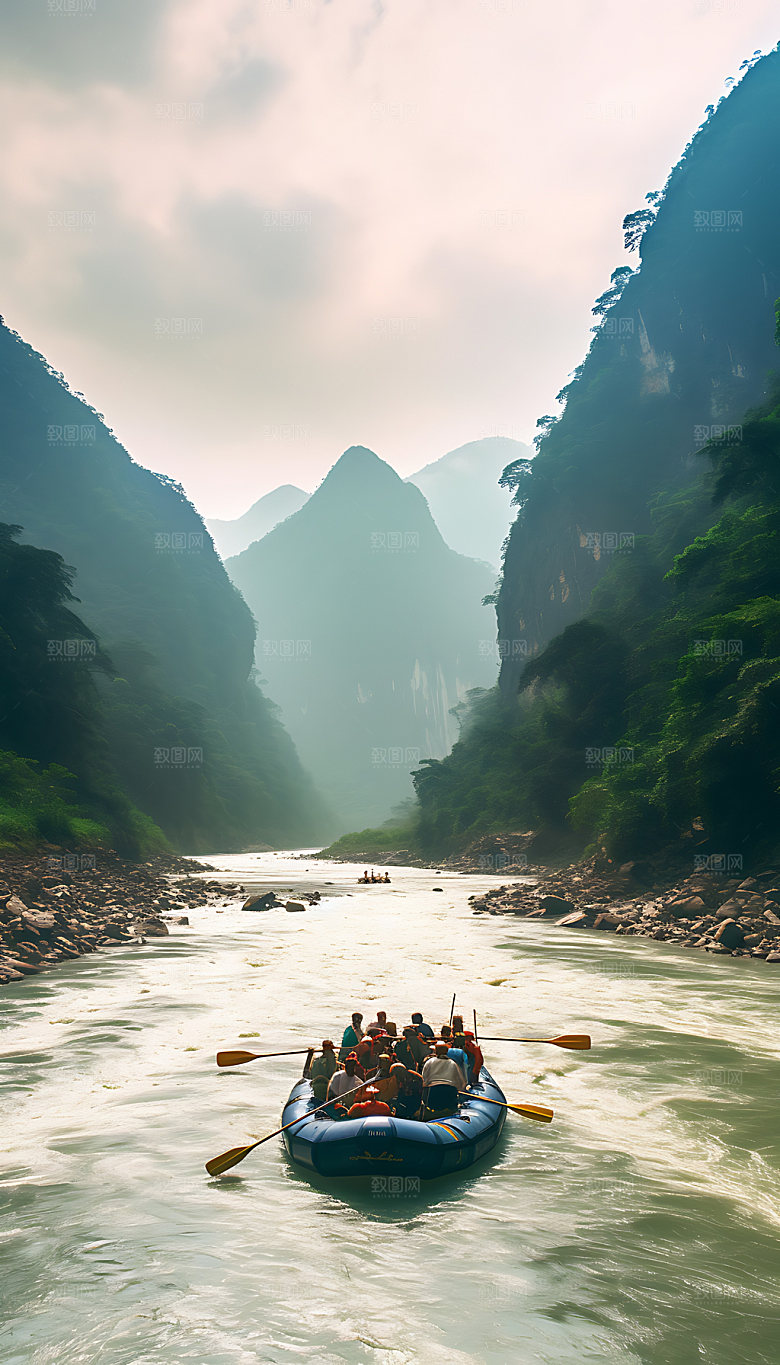 漂流戏水刺激摄影图