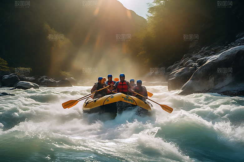 漂流戏水水上项目摄影图