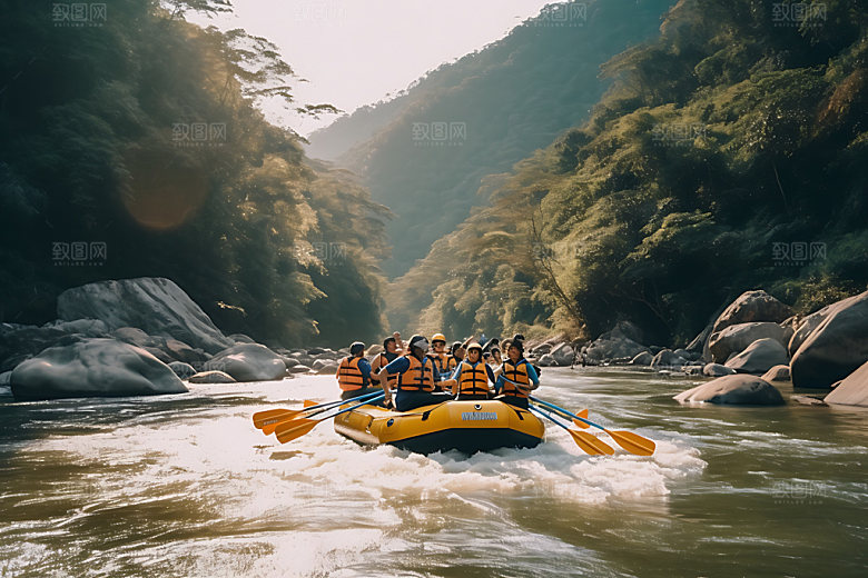 漂流游乐团建摄影图