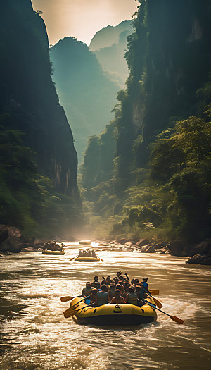 漂流团建水上项目摄影图