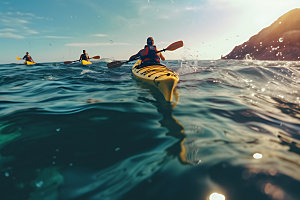 皮划艇运动大海摄影图