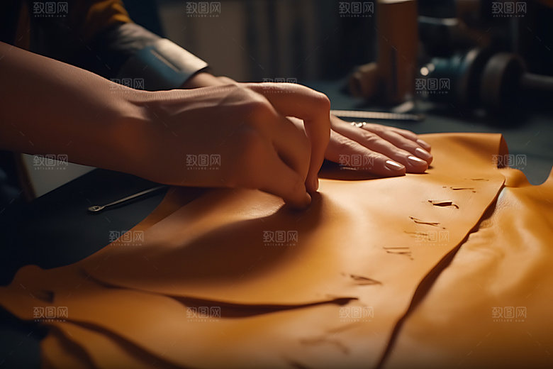 皮革制做手艺高清摄影图