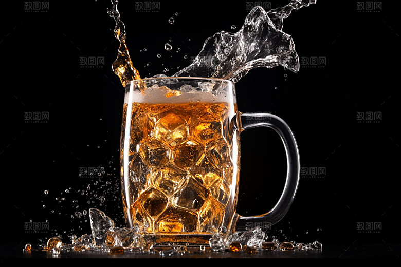 啤酒干杯冰镇摄影图
