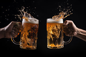 啤酒高清干杯摄影图