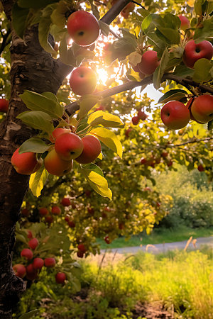 苹果果园农场水果摄影图