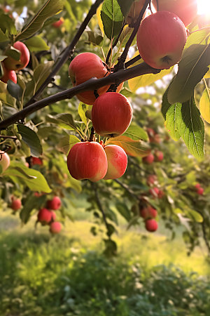 苹果果园苹果果树摄影图