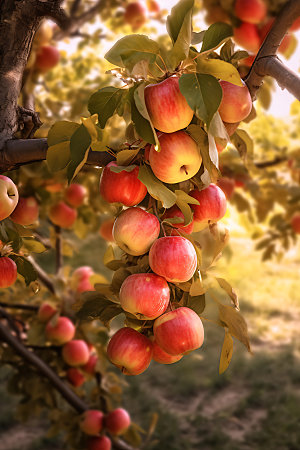 苹果果园水果高清摄影图