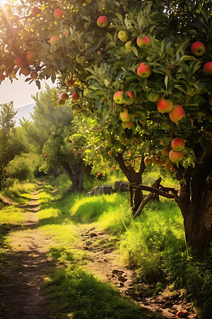 苹果果园种植园苹果摄影图