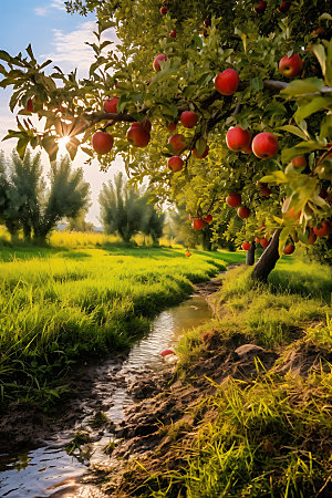 苹果果园农产品农场摄影图