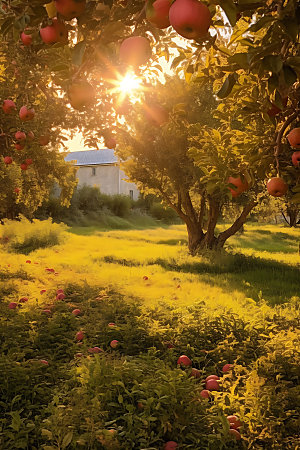 苹果果园种植园水果摄影图