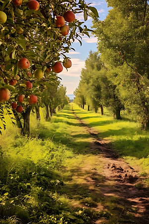 苹果果园种植园苹果摄影图