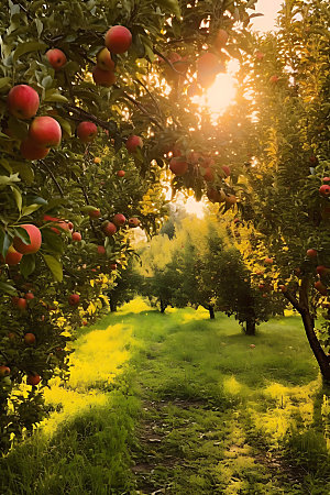 苹果果园自然高清摄影图