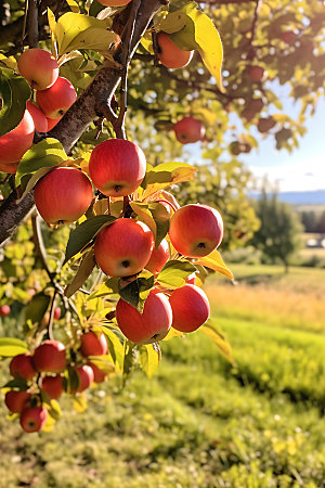 苹果果园高清果树摄影图